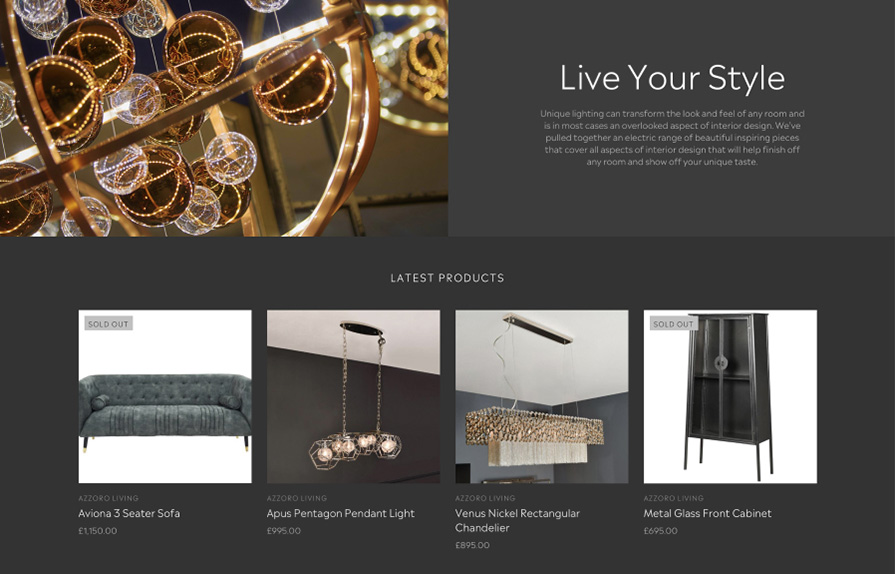 Azzoro Living website page