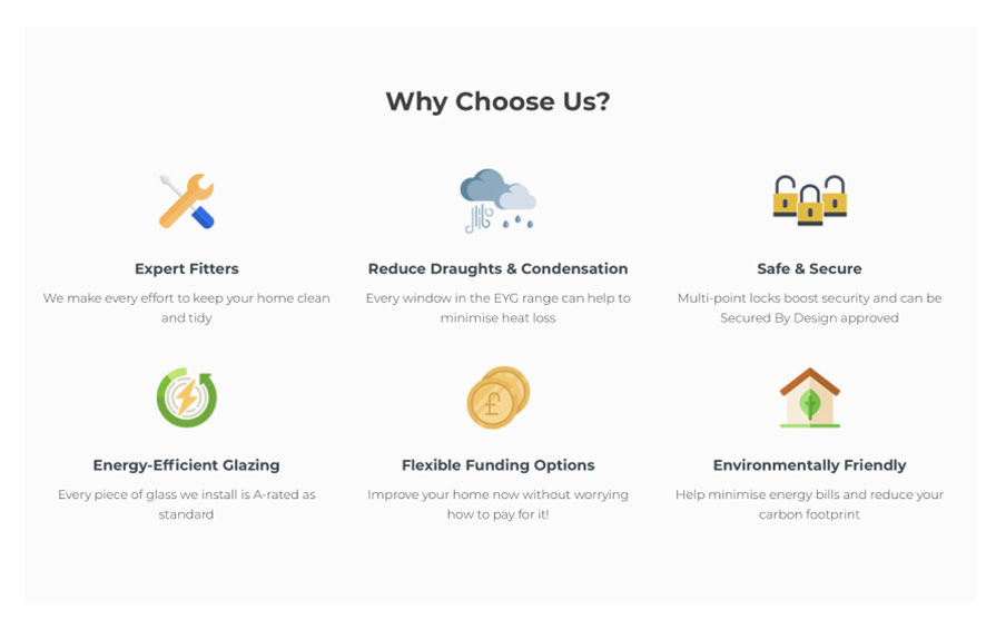 EYG why choose us website page