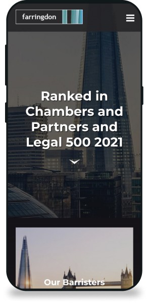 Farringdon Chambers website page on a mobile
