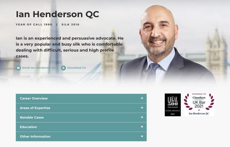 Farringdon Chambers website page