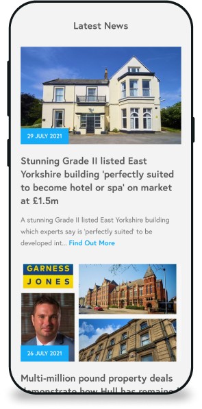 Garness Jones website on a mobile