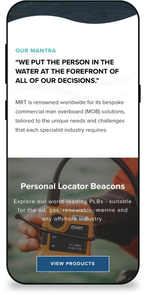 MRT website page on a mobile