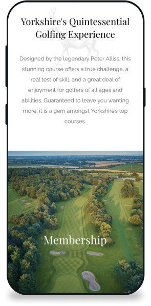 Hessle Golf Club website page on a mobile