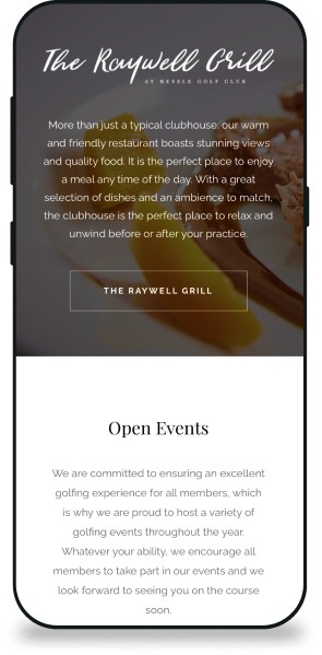 Hessle Golf Club website page on a mobile