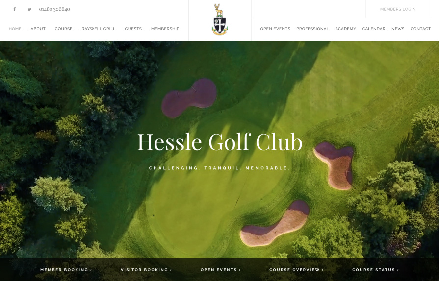 Hessle Golf Club website page