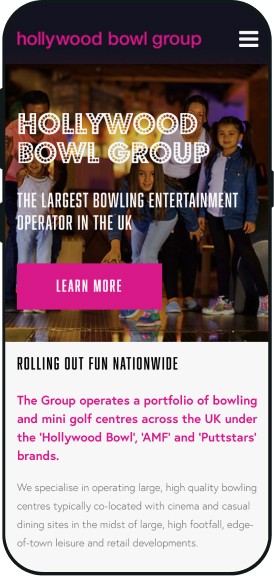 Hollywood Bowl website page on a mobile