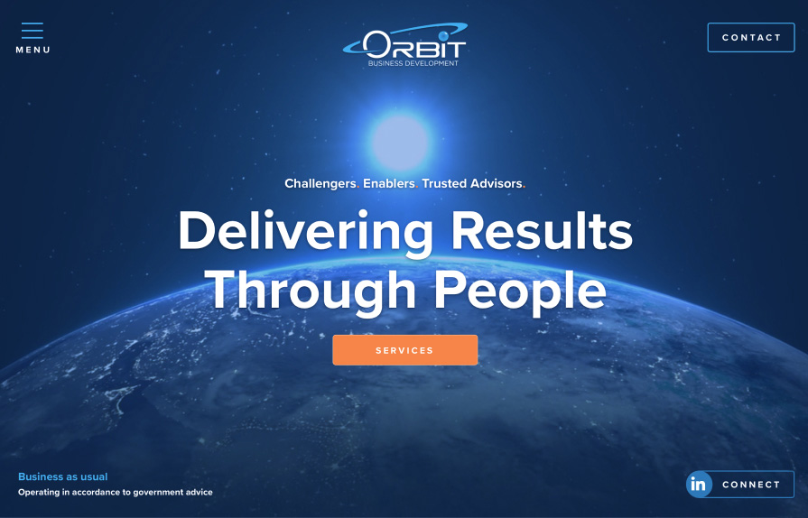 Orbit Business Development website page